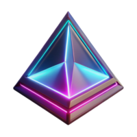 Neon Pyramid Render Abstract Background Image with Glowing Lines and Geometric Shapes png