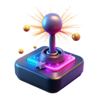 Render of a Retro Joystick with Neon Lights and Explosion Effect png