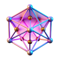 Render of Geometric Abstract Structure with Iridescent Nodes and Connections png