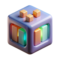 Abstract Cube Illustration with Colorful Blocks and Glowing Inner Elements png