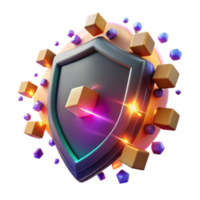 Render Abstract Background Cyber Security Shield with Cubes png