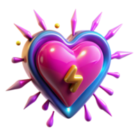 Vibrant Render of a Pink Heart with Energy Bolt and Spiky Frame png