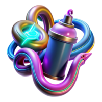 Vibrant Render of Spray Paint Can with Abstract Forms png