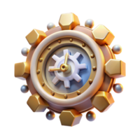 Gear Clock Render Abstract Background Image png