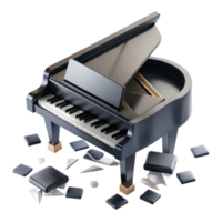 Shattered Dreams Render of a Broken Grand Piano png