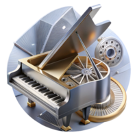 Grand Piano Illustration Mechanical Gears Abstract Background png