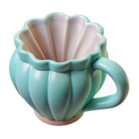 render do uma cerceta decorativo caneca, único projeto, elegante e à moda xícara, intrincado detalhes, pastel cores, suave superfície, tipo cerâmica textura, moderno casa decoração, fofa caneca projeto, lindo modelo png