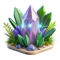 Glowing Crystal Gemstone in Lush Render png