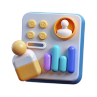 Render of User Interface Dashboard Icons, Colorful Abstract Background, Statistics and Profile Graphic png