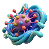 Render of Virus Particle in Abstract Blue Swirl Background png