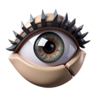 Render of a Stylized Mechanical Eye with Spiked Eyelashes png