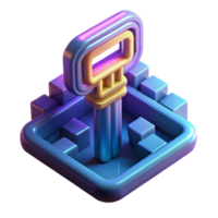 Abstract Render of a Key in a Colorful Geometric Setting png
