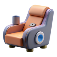 Render of Modern Armchair with Cup Holder, Futuristic Design png