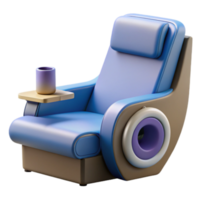 Relaxing Blue Render of Modern Recliner Chair with Side Table png