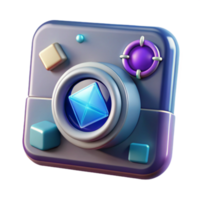 Render of a Futuristic App Icon with Colorful Geometric Shapes and Crystal png
