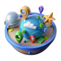 Illustration Global Navigation System Earth Globe with Location Pins png