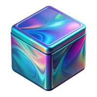 Iridescent Cube Tin Box Render Abstract Background png