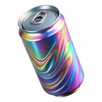 Iridescent Aluminum Can Render, Colorful Swirl Pattern, Beverage Container Design png