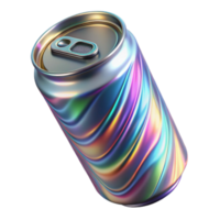 Iridescent Aluminum Can Render, Colorful Beverage Can Mockup, Rainbow Gradient Texture png