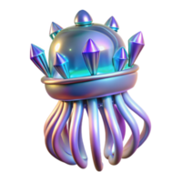 Iridescent Jellyfish 3D Render Abstract Background with Chrome Tentacles and Gem Accents png