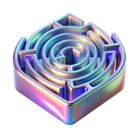 3D Iridescent Maze Illustration A Colorful Puzzle of Paths and Challenges png