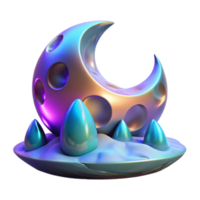 Crescent Moon 3D Render Fantasy Illustration png