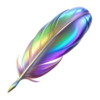 Iridescent Feather Render Colorful Bird Feather Graphic Design Element png