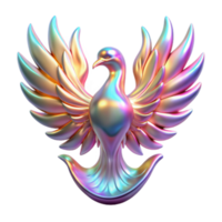 Iridescent Dove Render, Abstract Bird Illustration with Metallic Wings png