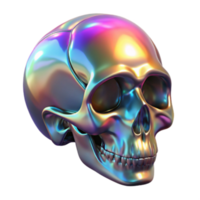 Iridescent Chrome Skull Render Abstract Background png