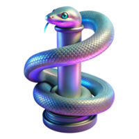 Render of a Snake Wrapped Around a Column, Iridescent Scales, Abstract Background png
