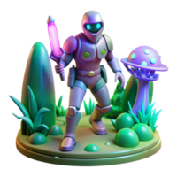 Render of a Futuristic Robot in a Fantasy Setting png