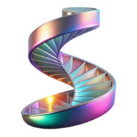Iridescent Spiral Staircase Render, Abstract Background, Colorful Steps, Metallic Texture, Gradient Hues, Intricate Design, Architectural Visual, Digital Art, Modern Design, Abstract Illustration png