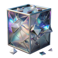 Iridescent Geometric Cube Render Abstract Background png