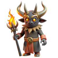Render of a Mythical Dark Creature Holding a Flaming Torch png