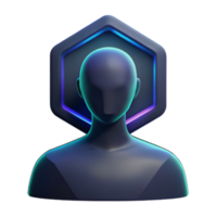 3D Render of a Faceless Bust in a Neon Hexagon - Abstract Digital Avatar png
