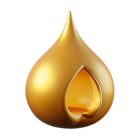 Golden 3D Drop Illustration with Inner Light, Abstract Design Element png