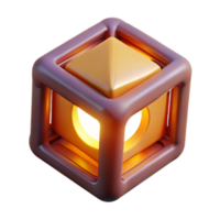 Illuminated Cube 3D Render Abstract Background Orange and Purple Geometric Design png