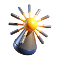 3D Render of Abstract Sun-like Object with Rotating Spokes png