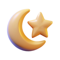 Isometric Render Crescent Moon and Star Icon png