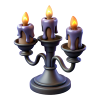 Three-Candle Candelabra Isometric Render png