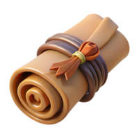 Isometric Render of a Rolled-Up Scroll png