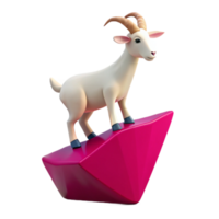 3D Rendered Goat on Pink Gem png