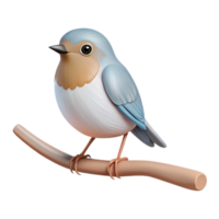Isometric Rendered Blue Bird on Branch png