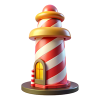 Cartoon Lighthouse Isometric Render png