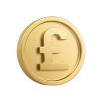 Golden coins featuring British Pound symbols, elegant metallic tones, representing currency, finance, and global trade, 3d rendering png