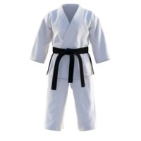 White Karate Gi With A Black Belt. isolated png