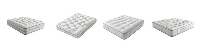 Four White Mattresses Displayed From Different Angles png