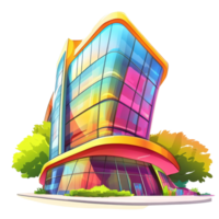 Colorful Modern Building With Lush Green Trees png