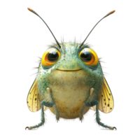 Colorful cartoon insect with large eyes and a friendly expression in a digital design isolated on transparent background. png