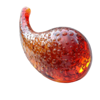 Unique glass object shaped like a droplet with bubbles, reflecting light in a creative way isolated on transparent background. png